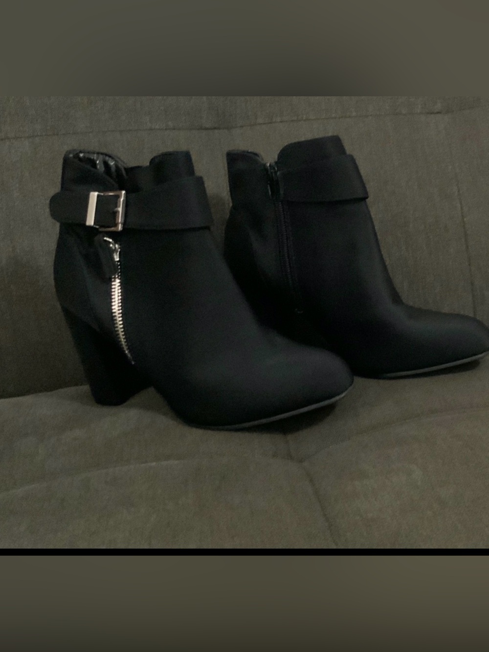 Classic Black Ankle Booties with Silver Buckle Detail